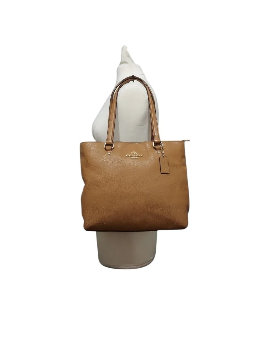 Coach Leather Bay Zip Shoulder Tote Bag W/ Gold Tone HW
